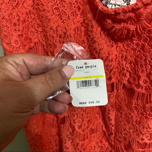 🆕 Free People Sz Md Coral Daydreamer Dress - Picture 4 of 5